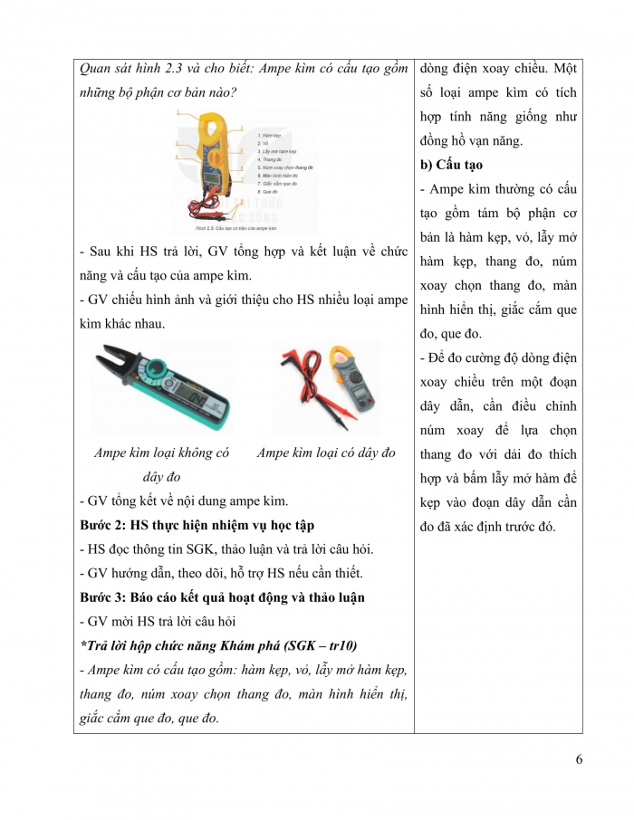 Giáo án và PPT Công nghệ 9 Lắp đặt mạng điện trong nhà Kết nối Bài 2: Dụng cụ đo điện cơ bản