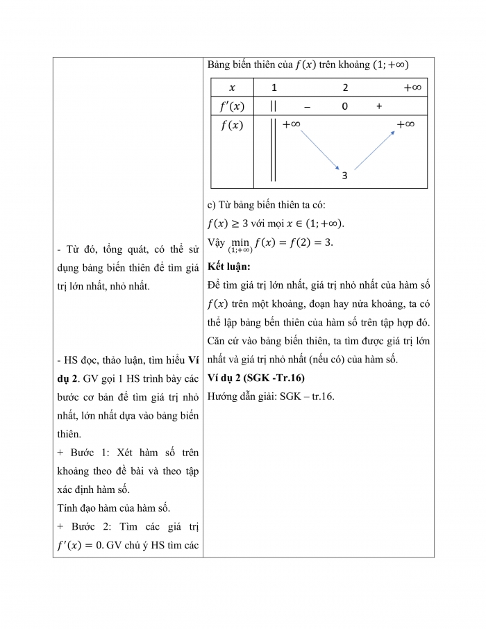 Giáo án và PPT Toán 12 cánh diều Bài 2: Giá trị lớn nhất và giá trị nhỏ nhất của hàm số