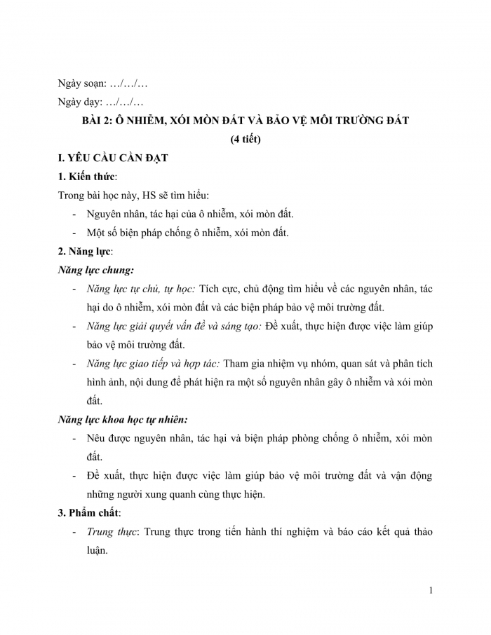 Giáo án và PPT Khoa học 5 chân trời bài 2: Ô nhiễm, xói mòn đất và bảo vệ môi trường đất