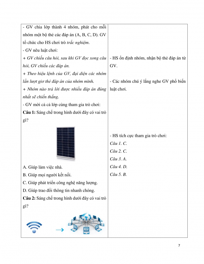 Giáo án và PPT Công nghệ 5 cánh diều bài 2: Sáng chế công nghệ