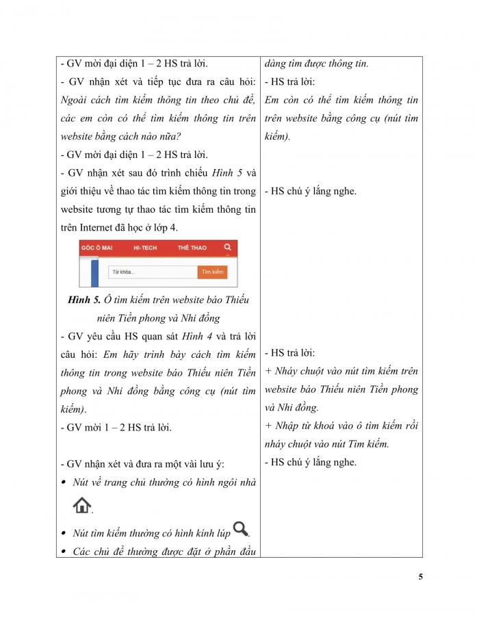 Giáo án và PPT Tin học 5 Kết nối bài 2: Tìm kiếm thông tin trên website
