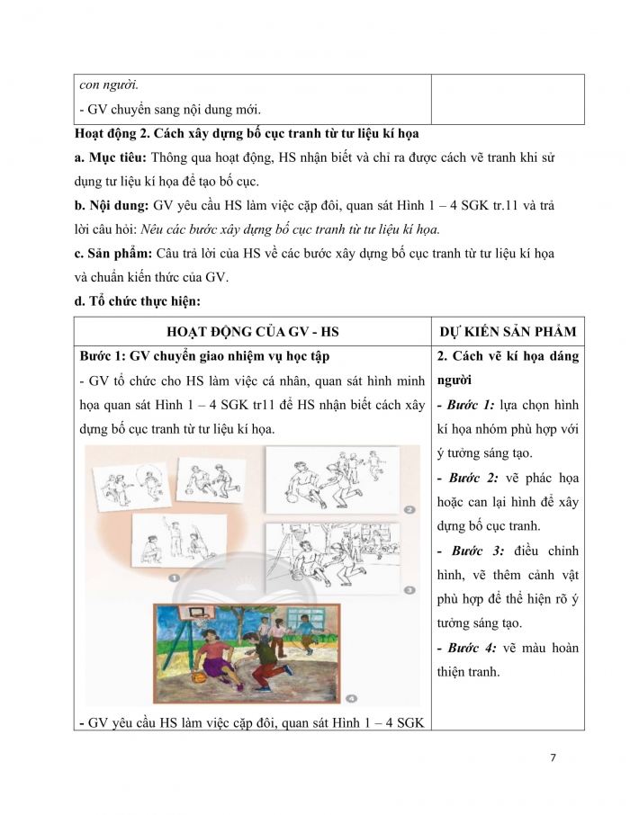 Giáo án và PPT Mĩ thuật 9 chân trời bản 1 bài 2: Sử dụng tư liệu kí hoạ trong bố cục tranh