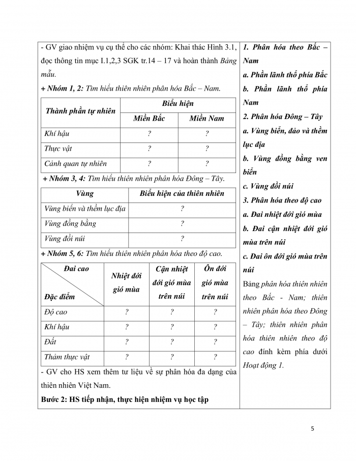 Giáo án và PPT Địa lí 12 cánh diều bài 3: Sự phân hóa đa dạng của thiên nhiên