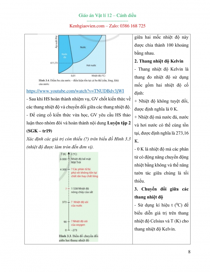 Giáo án và PPT Vật lí 12 cánh diều bài 3: Thang nhiệt độ