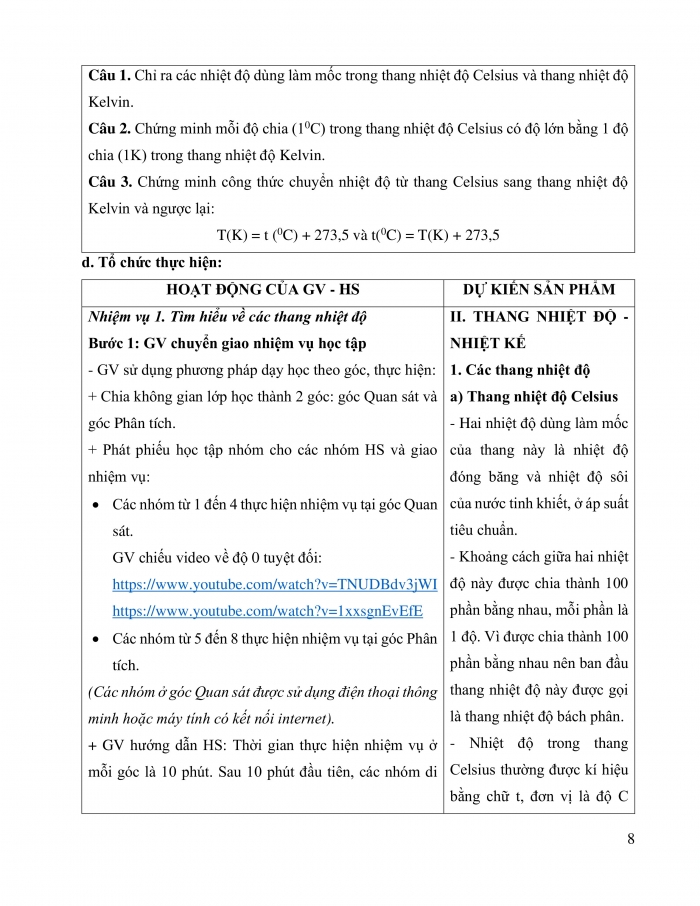 Giáo án và PPT Vật lí 12 kết nối bài 3: Nhiệt độ. Thang nhiệt độ – nhiệt kế