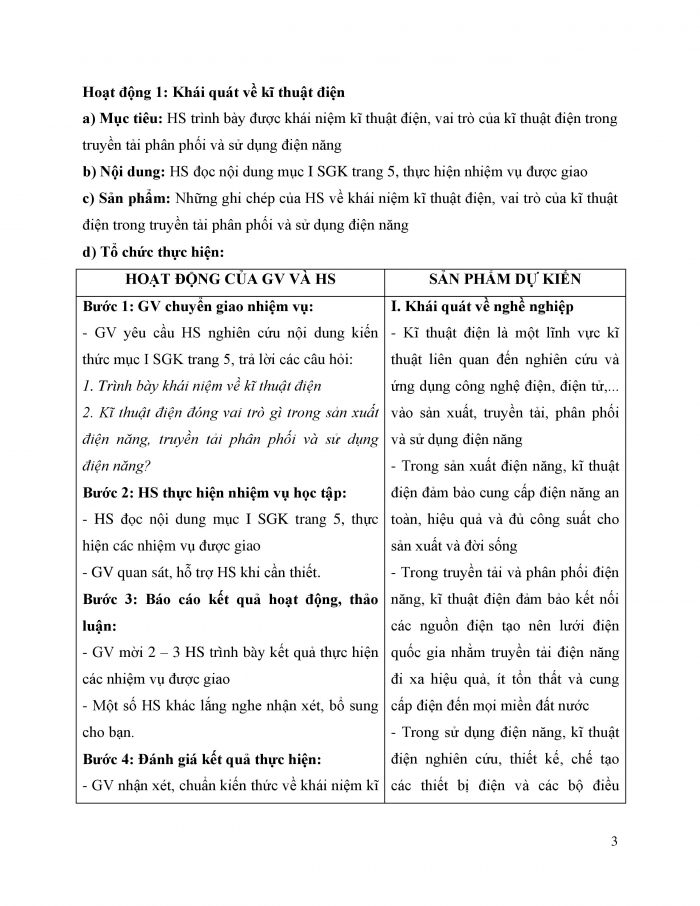 Giáo án và PPT công nghệ 12 điện - điện tử Cánh diều bài 1: Khái quát về kĩ thuật điện