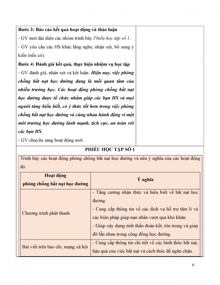 Giáo án và PPT Hoạt động trải nghiệm 9 cánh diều Chủ đề 1 Xây dựng văn hoá nhà trường - Phòng chống bắt nạt học đường