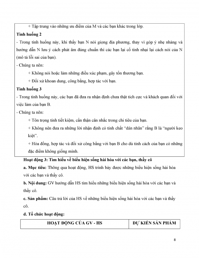 Giáo án và PPT Hoạt động trải nghiệm 9 cánh diều Chủ đề 1 Xây dựng văn hoá nhà trường - Tôn trọng sự khác biệt và sống hài hoà