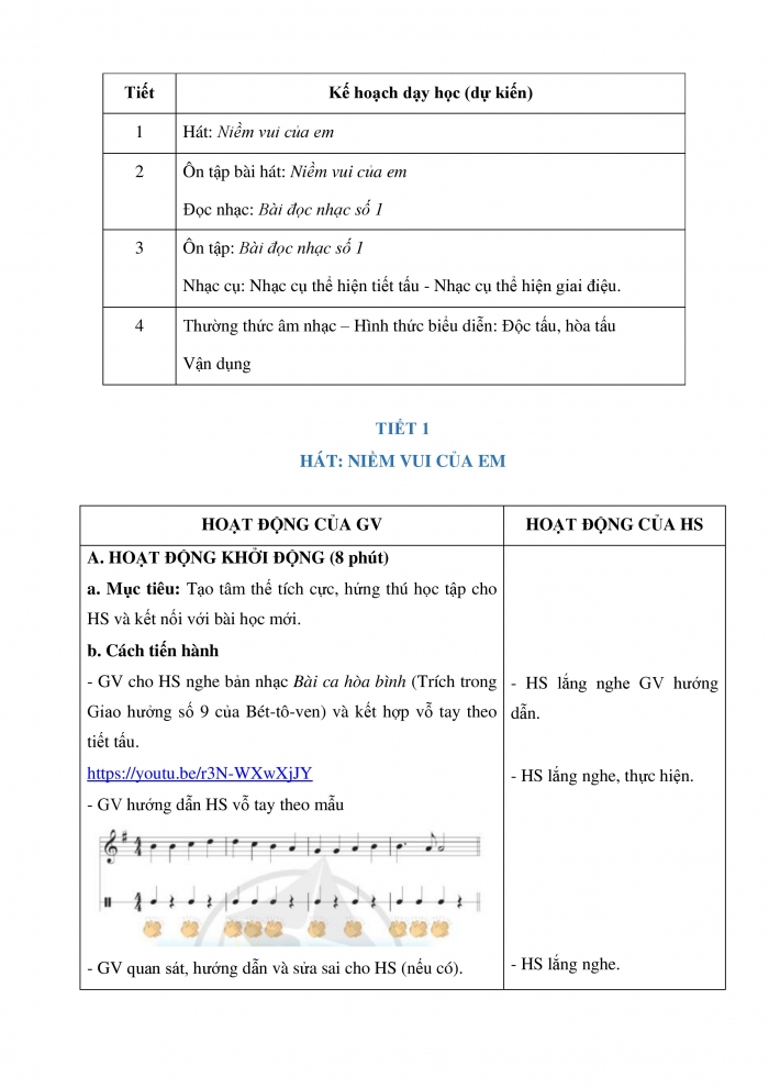 Giáo án và PPT Âm nhạc 5 cánh diều Chủ đề 1: Niềm vui