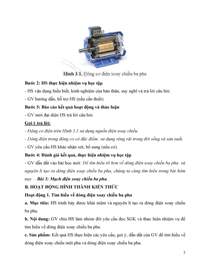 Giáo án và PPT công nghệ 12 điện - điện tử Cánh diều bài 3: Mạch điện xoay chiều ba pha