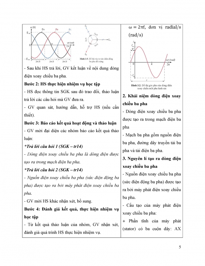 Giáo án và PPT công nghệ 12 điện - điện tử Cánh diều bài 3: Mạch điện xoay chiều ba pha