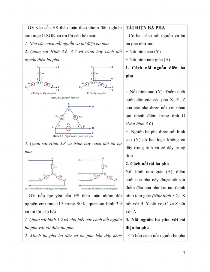 Giáo án và PPT công nghệ 12 điện - điện tử Cánh diều bài 3: Mạch điện xoay chiều ba pha