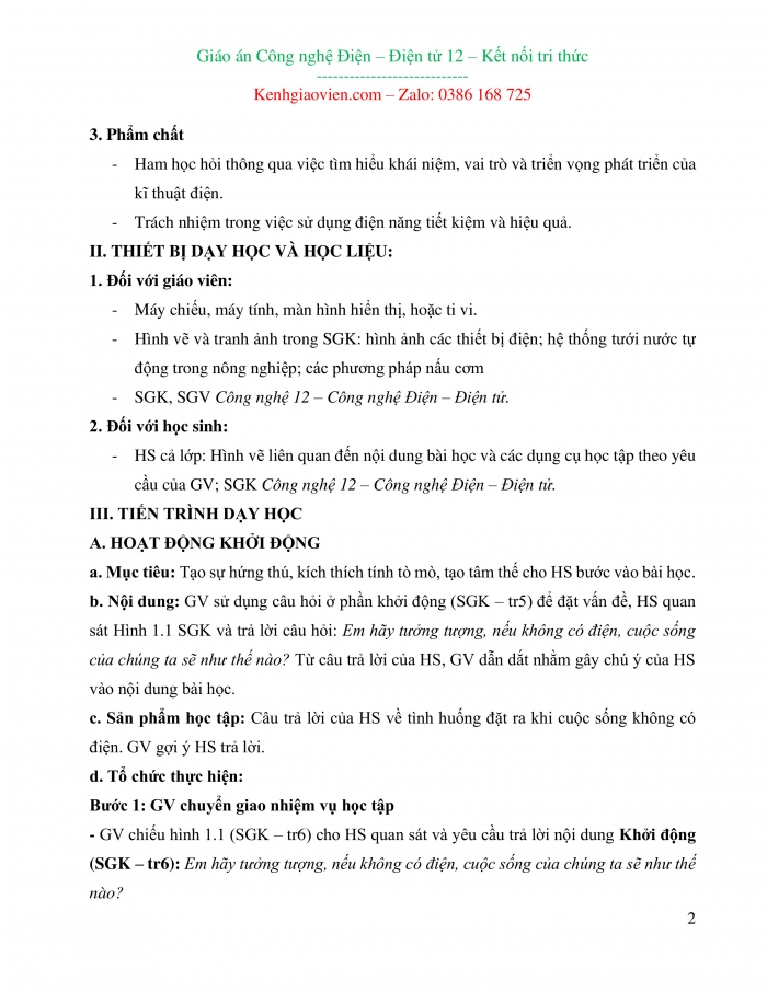 Giáo án và PPT đồng bộ Công nghệ 12 Điện - Điện tử Kết nối tri thức