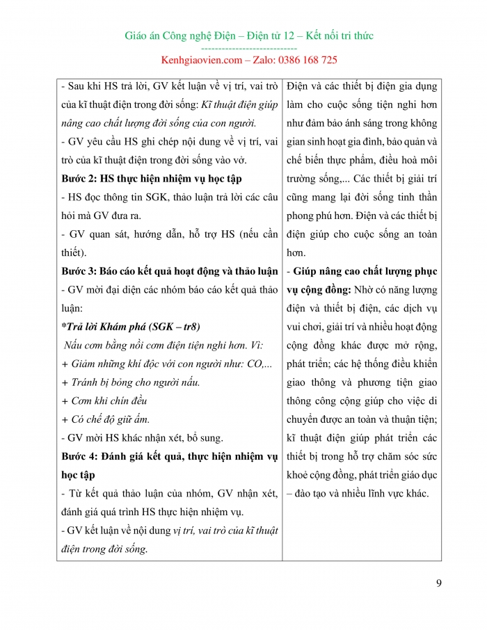 Giáo án và PPT đồng bộ Công nghệ 12 Điện - Điện tử Kết nối tri thức