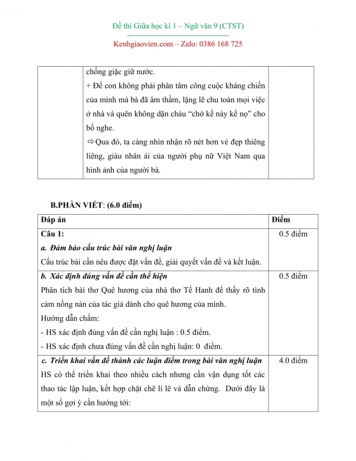 Đề kiểm tra, đề thi mẫu môn Ngữ văn 9 Chân trời sáng tạo