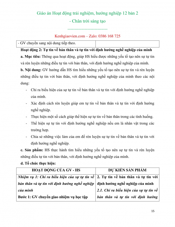 Giáo án và PPT đồng bộ Hoạt động trải nghiệm hướng nghiệp 12 chân trời sáng tạo Bản 2