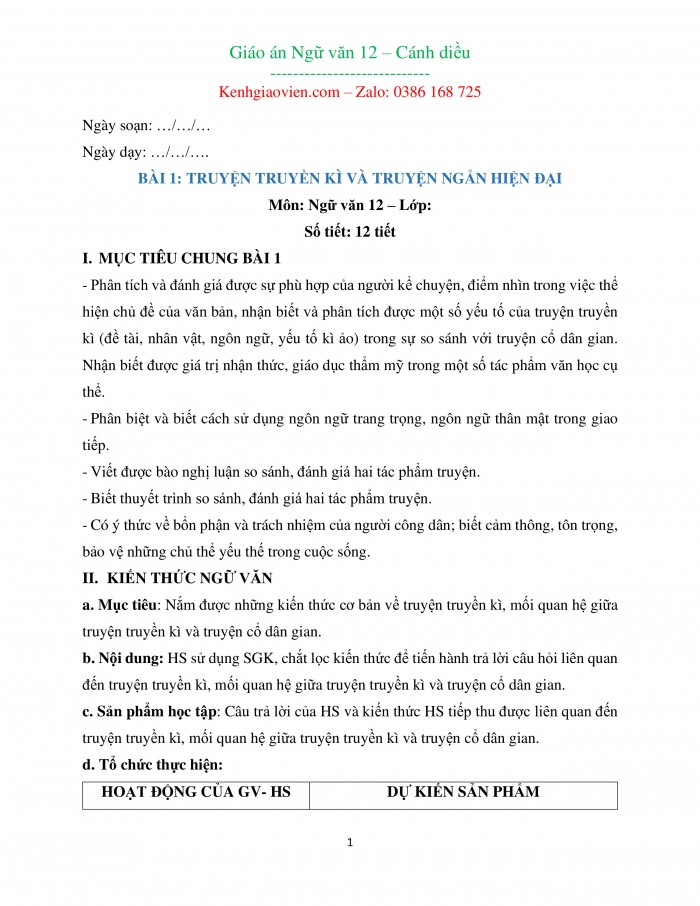 Giáo án và PPT đồng bộ Ngữ văn 12 cánh diều