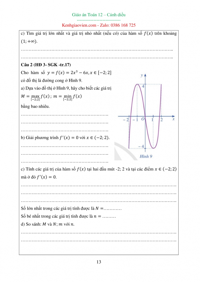 Giáo án và PPT đồng bộ Toán 12 cánh diều