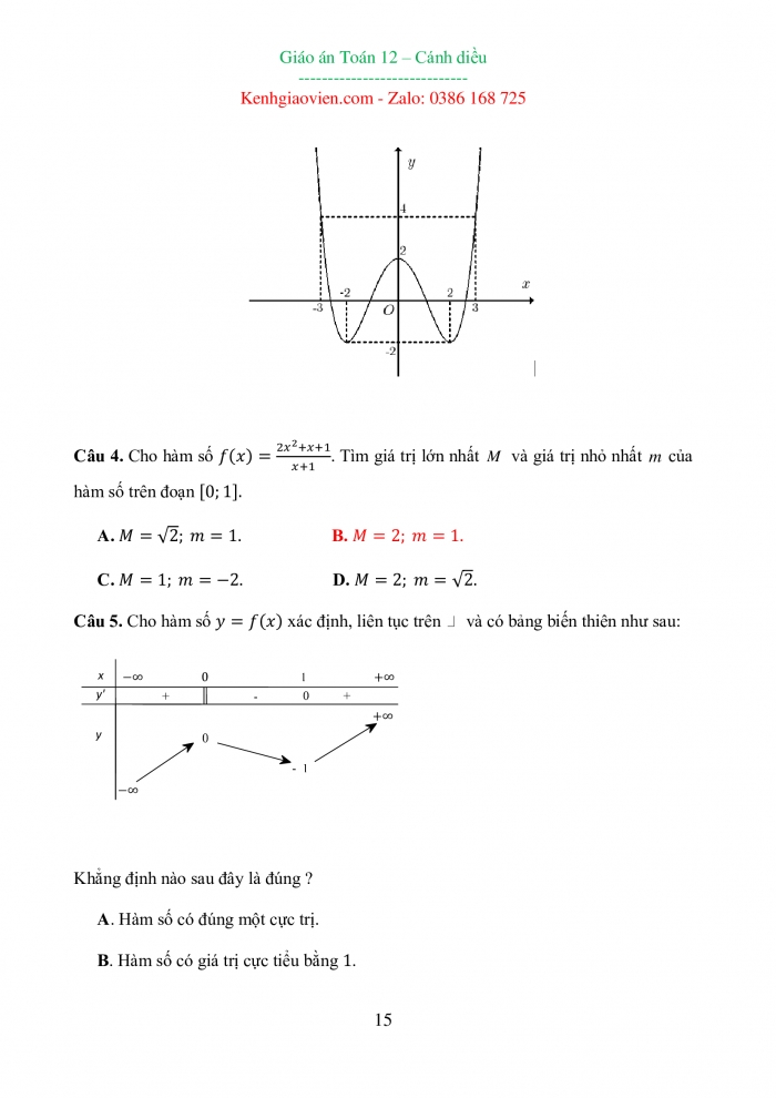 Giáo án và PPT đồng bộ Toán 12 cánh diều