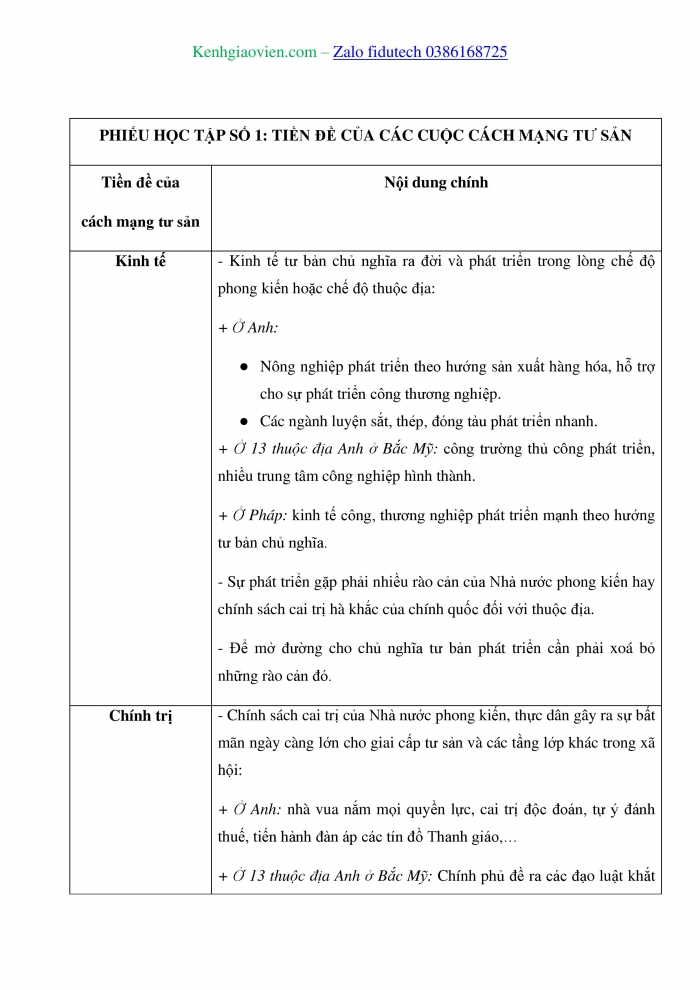 Giáo án và PPT Lịch sử 11 kết nối Bài 1: Một số vấn đề chung về cách mạng tư sản