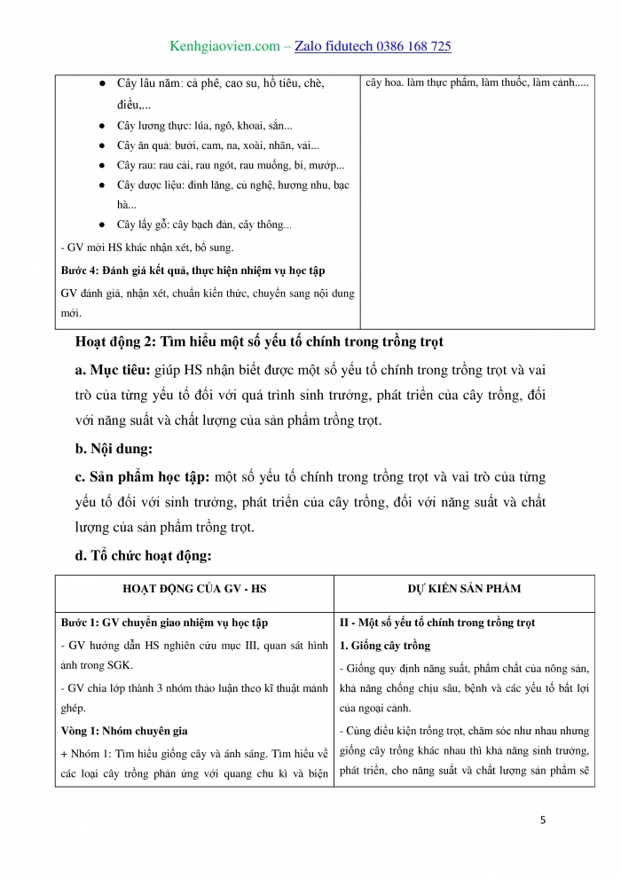 Giáo án và PPT đồng bộ Công nghệ 10 Công nghệ trồng trọt Kết nối tri thức