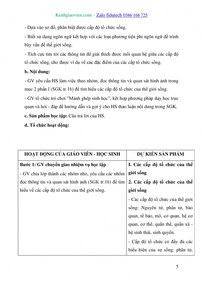 Giáo án và PPT đồng bộ Sinh học 10 chân trời sáng tạo