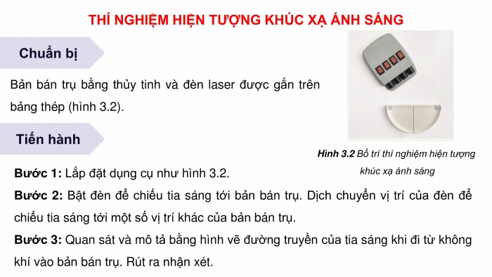 Giáo án điện tử KHTN 9 cánh diều - Phân môn Vật lí Bài 3: Khúc xạ ánh sáng và phản xa toàn phần