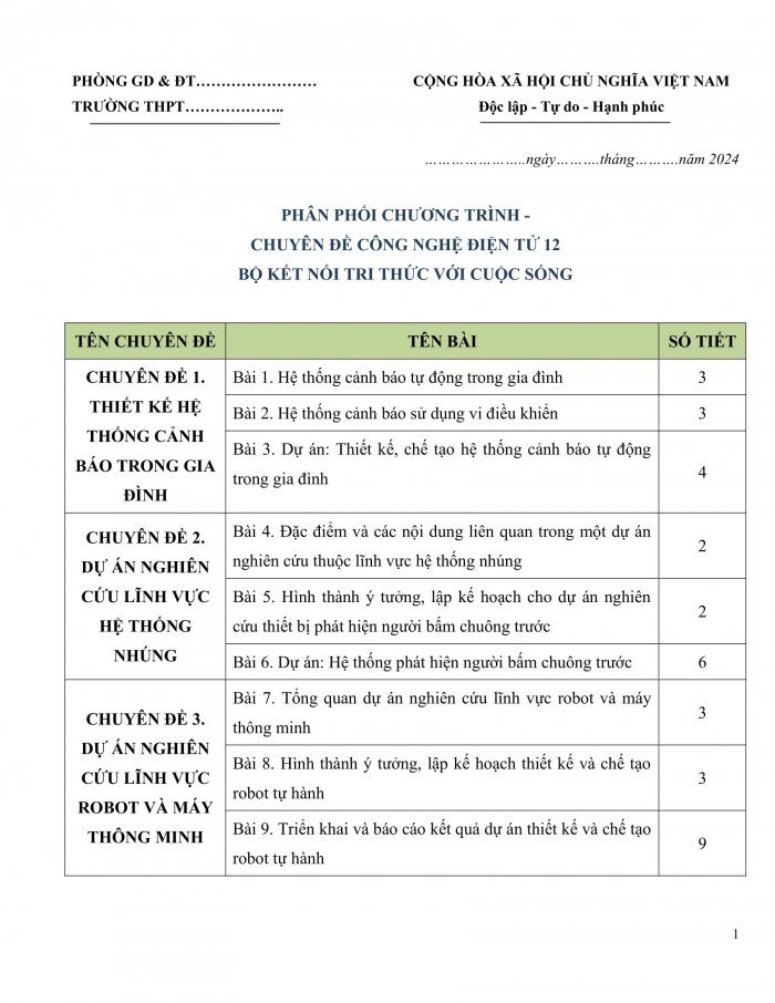 PPCT chuyên đề công nghệ 12 điện - điện tử kết nối tri thức