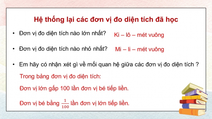 Giáo án điện tử Toán 5 kết nối Bài 16: Các đơn vị đo diện tích