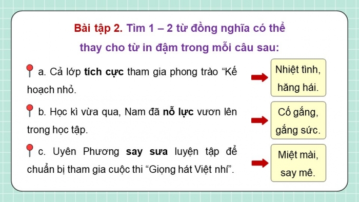 Giáo án điện tử Tiếng Việt 5 chân trời Bài 4: Luyện tập về từ đồng nghĩa và từ đa nghĩa