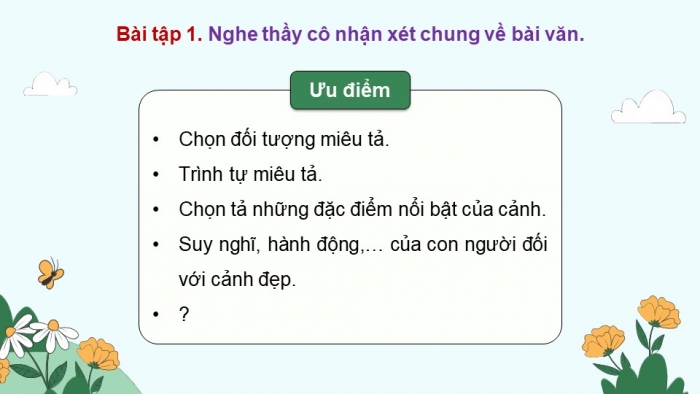 Giáo án điện tử Tiếng Việt 5 chân trời Bài 7: Trả bài văn tả phong cảnh (Bài viết số 2)