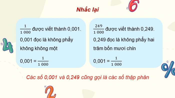 Giáo án điện tử Toán 5 cánh diều Bài 15: Số thập phân (tiếp theo)