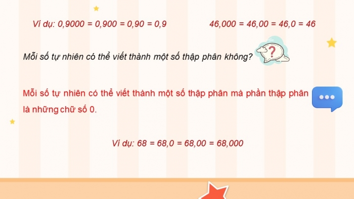 Giáo án điện tử Toán 5 cánh diều Bài 17: Số thập phân bằng nhau