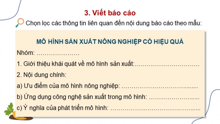 Giáo án điện tử Địa lí 9 kết nối Bài 6: Thực hành Viết báo cáo về một mô hình sản xuất nông nghiệp có hiệu quả