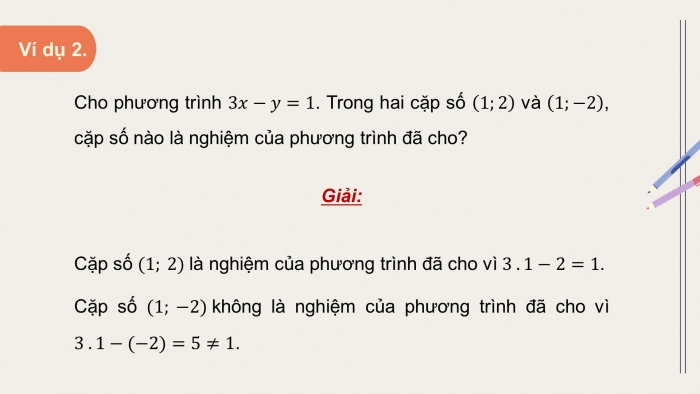 Giáo án điện tử Toán 9 chân trời Bài 2: Phương trình bậc nhất hai ẩn và hệ hai phương trình bậc nhất hai ẩn