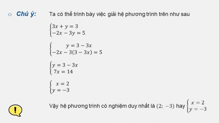 Giáo án điện tử Toán 9 chân trời Bài 3: Giải hệ hai phương trình bậc nhất hai ẩn