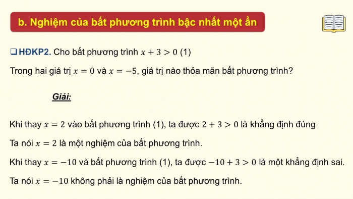 Giáo án điện tử Toán 9 chân trời Bài 2: Bất phương trình bậc nhất một ẩn