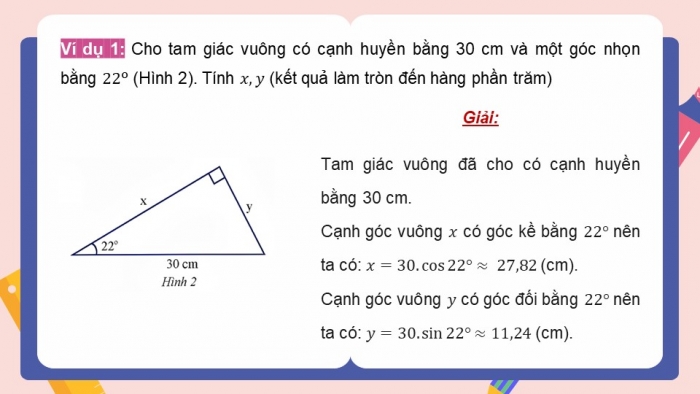 Giáo án điện tử Toán 9 chân trời Bài 2: Hệ thức giữa cạnh và góc của tam giác vuông