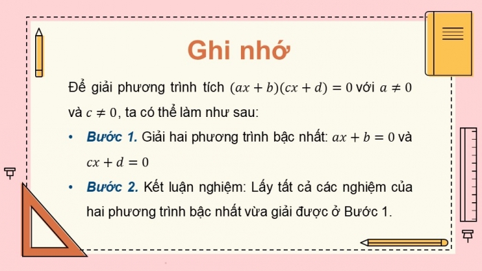 Giáo án điện tử Toán 9 cánh diều Bài 1: Phương trình quy về phương trình bậc nhất một ẩn