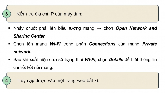 Giáo án điện tử Tin học ứng dụng 12 cánh diều Bài 3: Thực hành thiết lập kết nối và sử dụng mạng