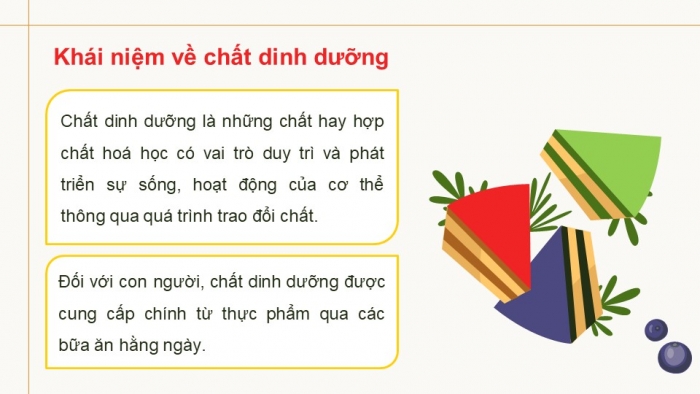 Giáo án điện tử Công nghệ 9 Chế biến thực phẩm Cánh diều Bài 1: Vai trò của các chất dinh dưỡng trong thực phẩm