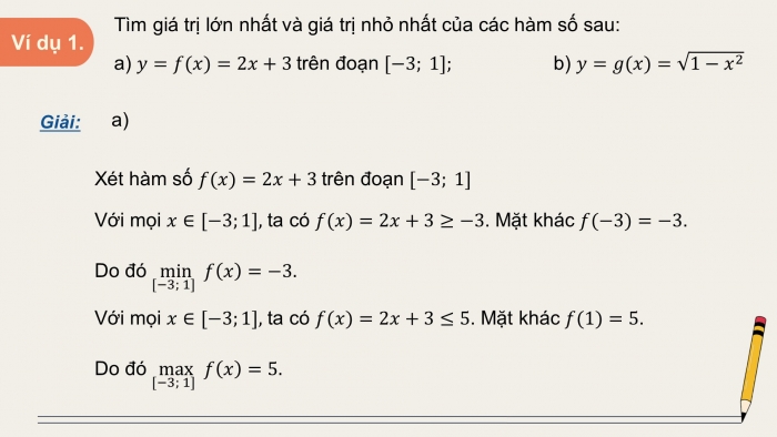 Giáo án điện tử Toán 12 chân trời Bài 2: Giá trị lớn nhất, giá trị nhỏ nhất của hàm số