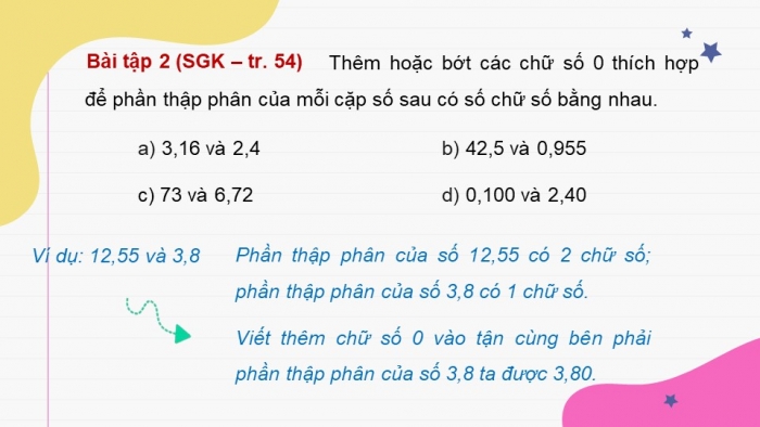 Giáo án điện tử Toán 5 chân trời Bài 20: Số thập phân bằng nhau