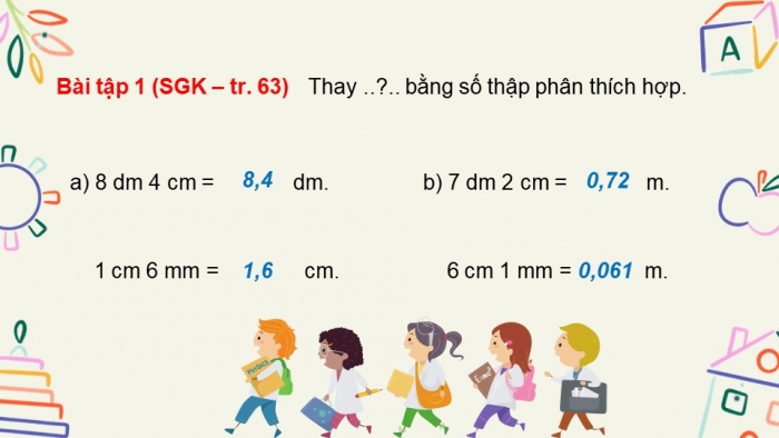 Giáo án điện tử Toán 5 chân trời Bài 24: Viết các số đo độ dài dưới dạng số thập phân