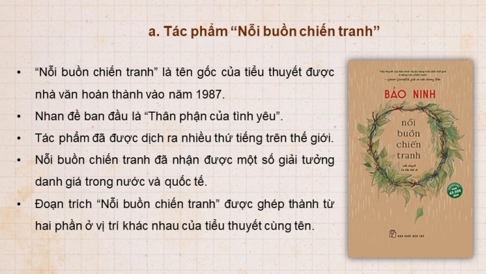 Giáo án điện tử Ngữ văn 12 kết nối Bài 1: Nỗi buồn chiến tranh (Trích – Bảo Ninh)