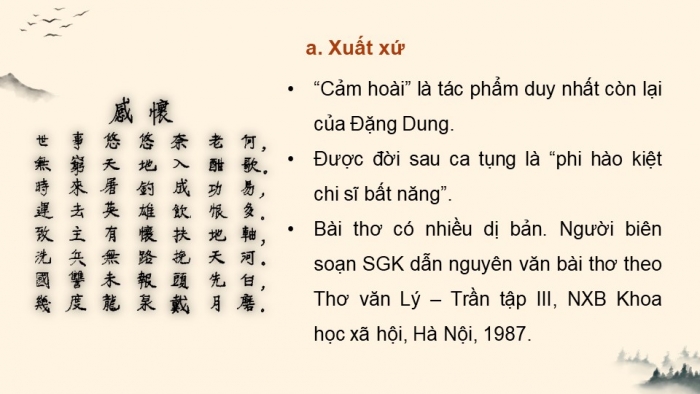 Giáo án điện tử Ngữ văn 12 kết nối Bài 2: Cảm hoài (Nỗi lòng – Đặng Dung)