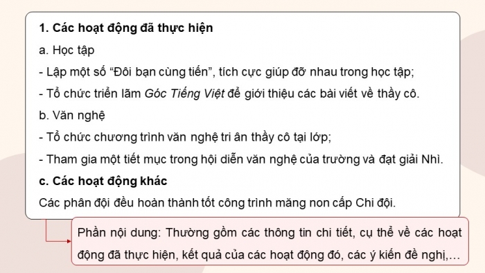 Giáo án điện tử Tiếng Việt 5 chân trời Bài 8: Viết báo cáo công việc