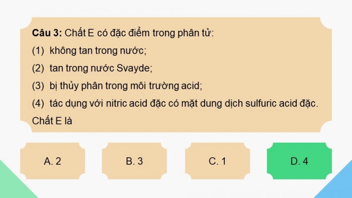 Giáo án điện tử Hoá học 12 kết nối Bài 7: Ôn tập chương 2