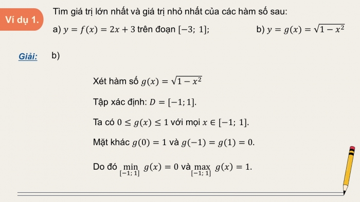 Giáo án điện tử Toán 12 chân trời Bài 2: Giá trị lớn nhất, giá trị nhỏ nhất của hàm số