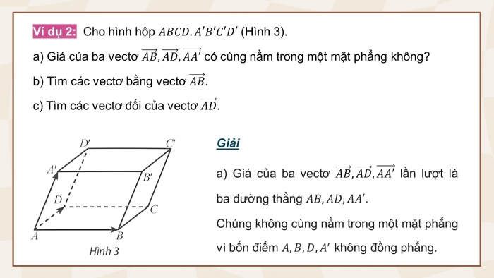 Giáo án điện tử Toán 12 chân trời Bài 1: Vectơ và các phép toán trong không gian